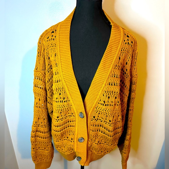 Old Navy Mustard XXL Three Button Cardigan NWT - Picture 1 of 4